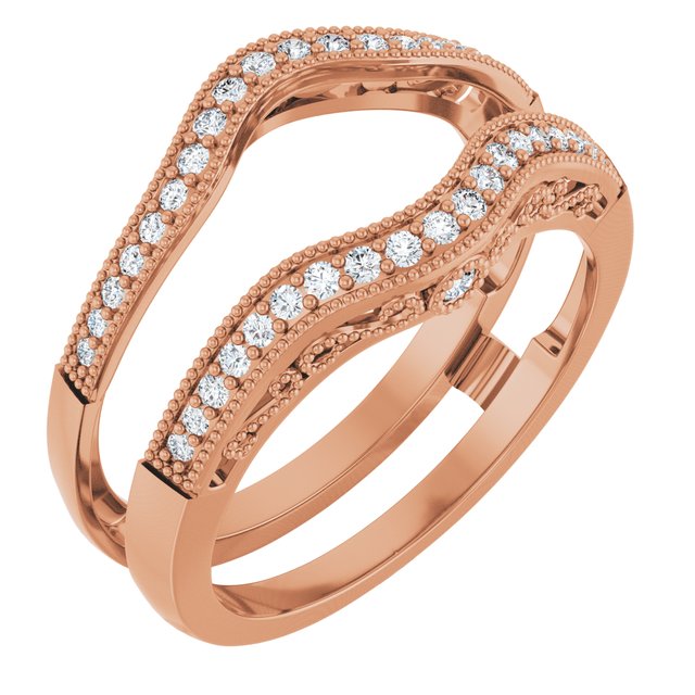 14k Rose 1/4 Ctw Natural Diamond Ring Guard