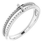 Sterling Silver Milgrain Stackable Cross Ring