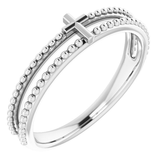 Sterling Silver Milgrain Stackable Cross Ring