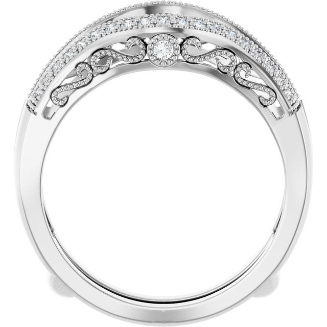 14k White 1/4 Ctw Natural Diamond Ring Guard