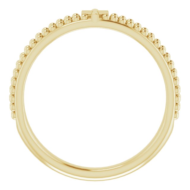14K Yellow Milgrain Stackable Cross Ring
