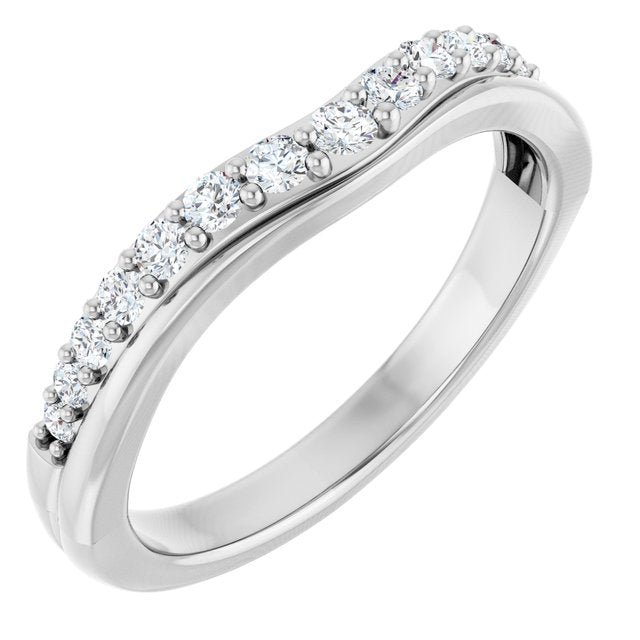 14k White 1/3 Ctw Natural Diamond Contour Band