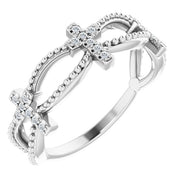 14K White .08 CTW Natural Diamond Stackable Cross Ring