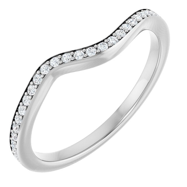14k White 1/8 Ctw Natural Diamond Band For 6 Mm Round Ring
