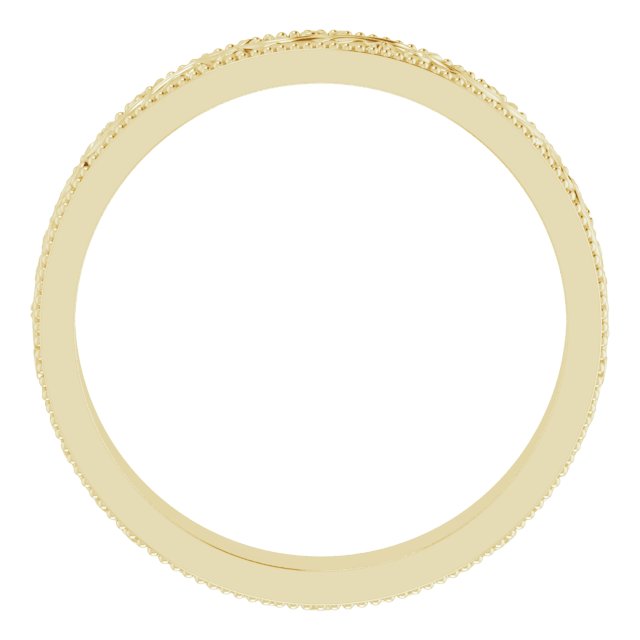 14k Yellow 4 Mm Sculptural Milgrain Band Size 8.5