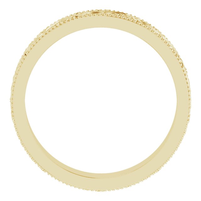 14k Yellow 4 Mm Sculptural Milgrain Band Size 6.5