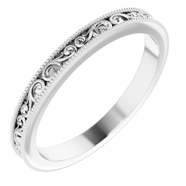 14k White 2.5 Mm Sculptural Band Size 7