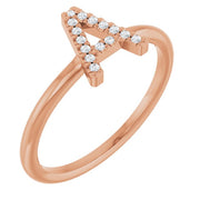 14K Rose .06 CTW Natural Diamond Initial A Ring