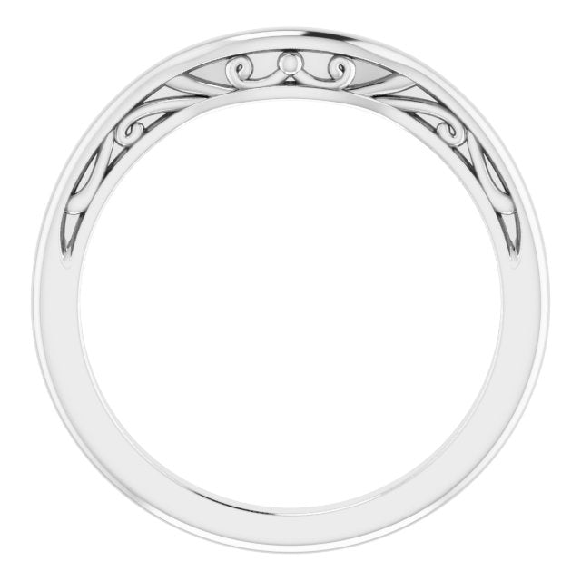 14k White  9 Mm Round Wedding Band