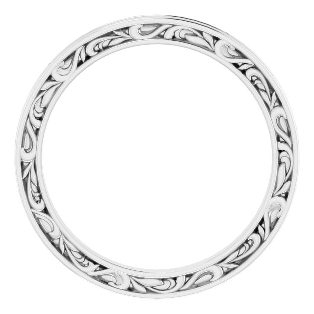 14k White 2 Mm Sculptural-inspired Leaf Band   Size 8