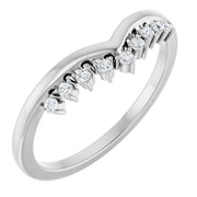 14K White .08 CTW Natural Diamond Contour Band