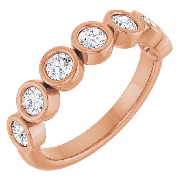 14k Rose 5/8 Ctw Natural Diamond Anniversary Band