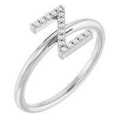 14K White .06 CTW Natural Diamond Initial Z Ring