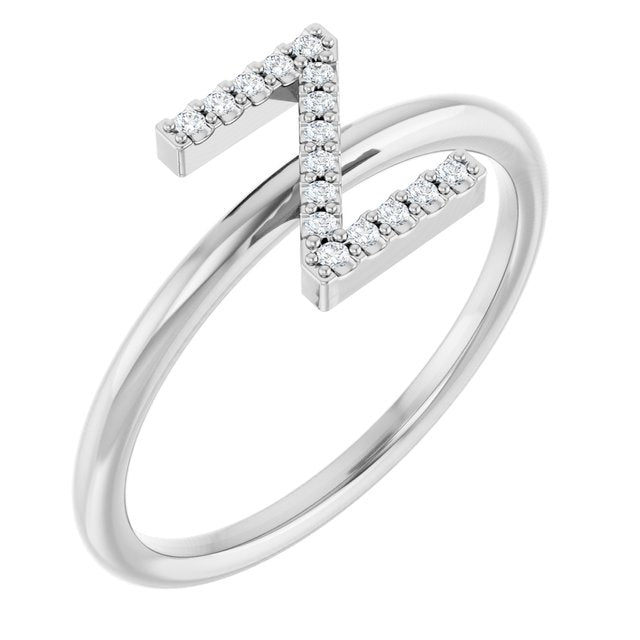 14K White .06 CTW Natural Diamond Initial Z Ring