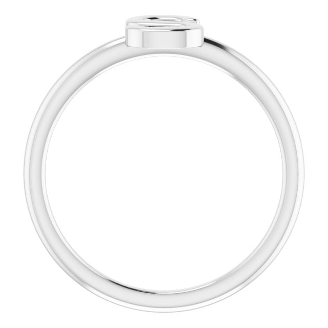 14K White Initial S Ring