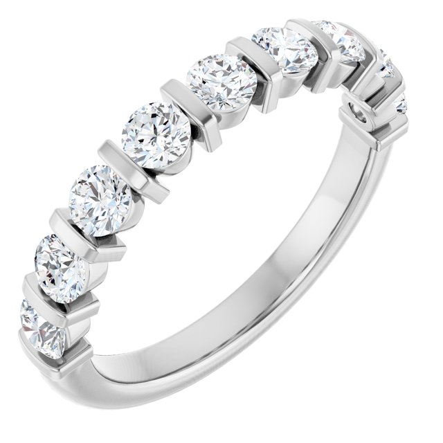 14k White 3/4 Ctw Lab-grown Diamond Anniversary Band