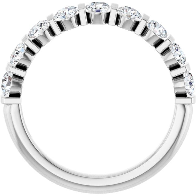 14k White 3/4 Ctw Lab-grown Diamond Anniversary Band