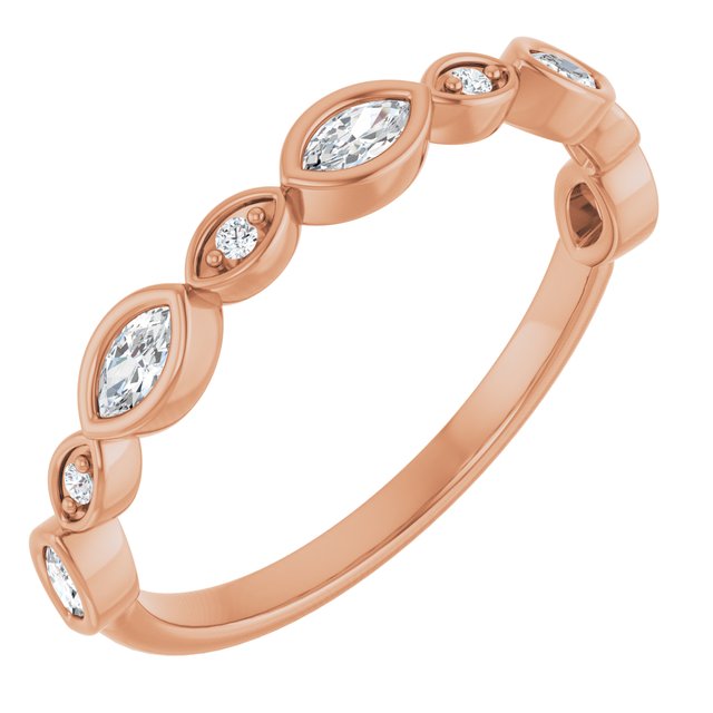 14k Rose 1/4 Ctw Natural Diamond Anniversary Band