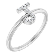 14K White .05 CTW Natural Diamond Initial J Ring