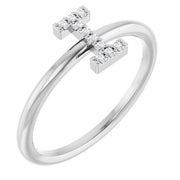 14K White .04 CTW Natural Diamond Initial I Ring
