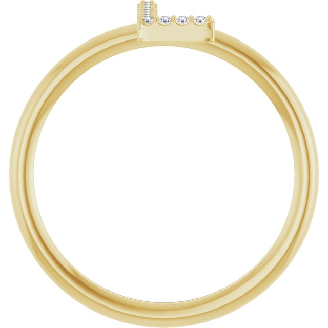14K Yellow .04 CTW Natural Diamond Initial L Ring