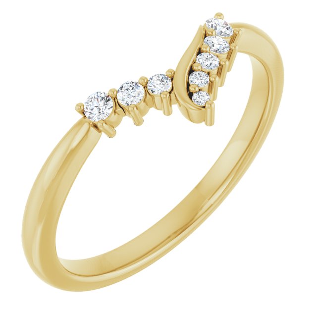 14k Yellow 1/8 Ctw Lab-grown Diamond Contour Band