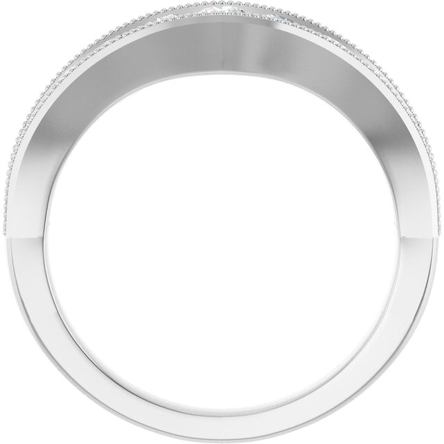 14k White 3/4 Ctw Natural Diamond Contour Band