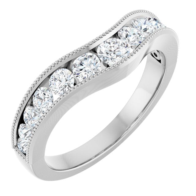 14k White 3/4 Ctw Natural Diamond Contour Band