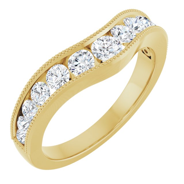 14k Yellow 3/4 Ctw Lab-grown Diamond Contour Band