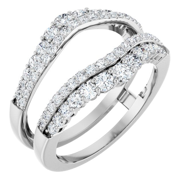 14k White 1 Ctw Natural Diamond Ring Guard
