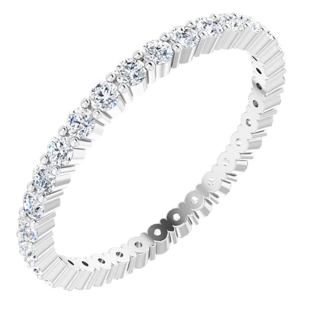 14K White 1/2 CTW Natural Diamond Eternity Band Size 5