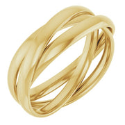 14k Yellow Three Ring Rolling Band Size 7