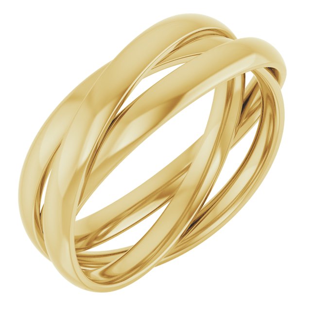 14k Yellow Three Ring Rolling Band Size 7