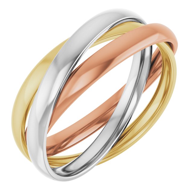 14k White/yellow/rose Three Ring Rolling Band Size 5.5