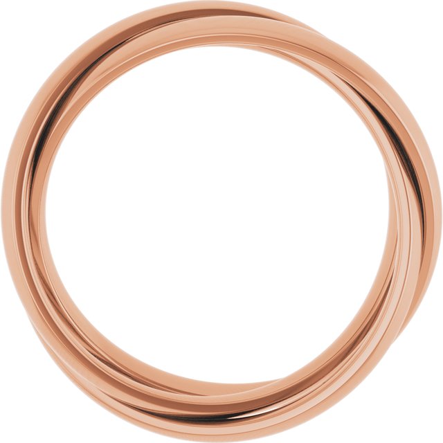 14k Rose Three Ring Rolling Band Size 7