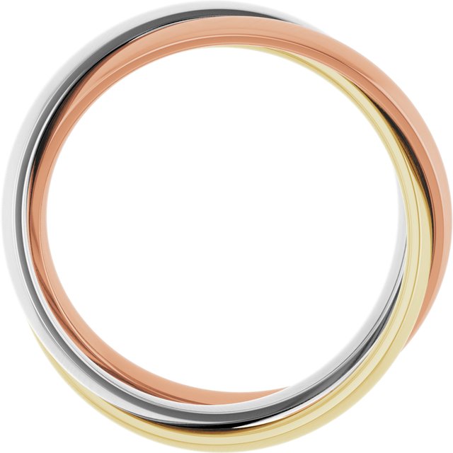 14k White/yellow/rose Three Ring Rolling Band Size 5.5