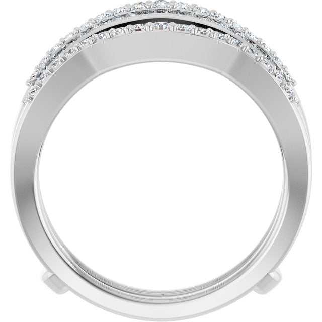 14k White 3/4 Ctw Natural Diamond Ring Guard