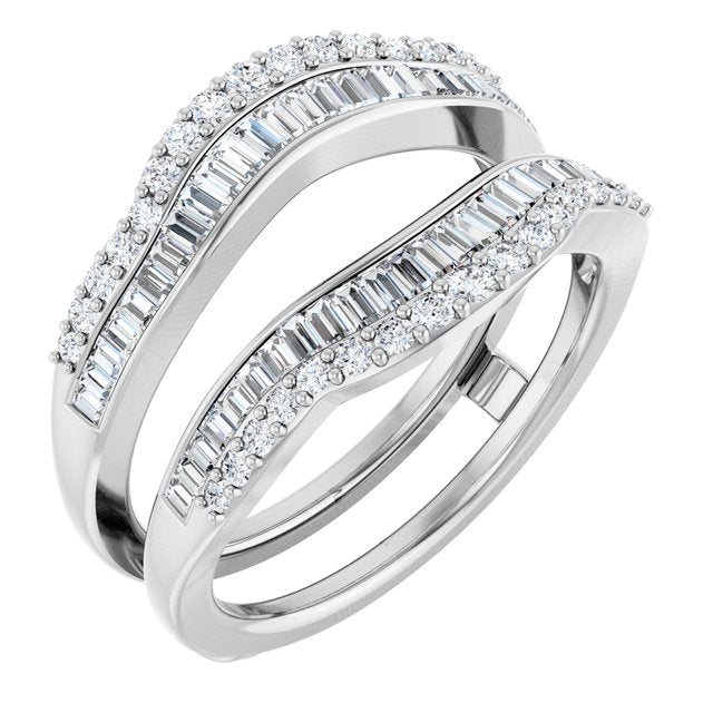 14k White 3/4 Ctw Natural Diamond Ring Guard