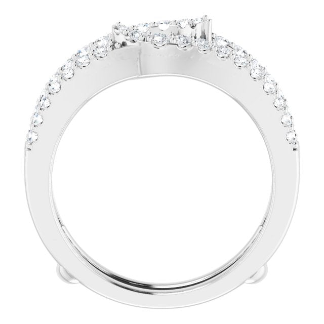 14k White 1/2 Ctw Natural Diamond Ring Guard