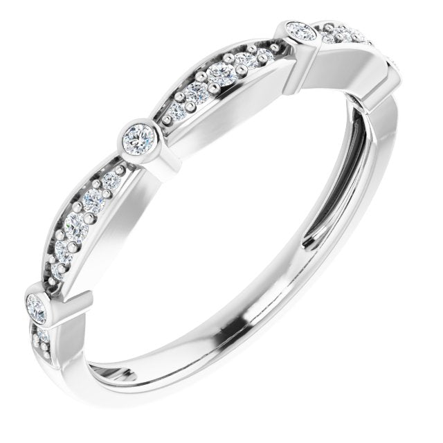 14k White 1/8 Ctw Natural Diamond Stackable Anniversary Band