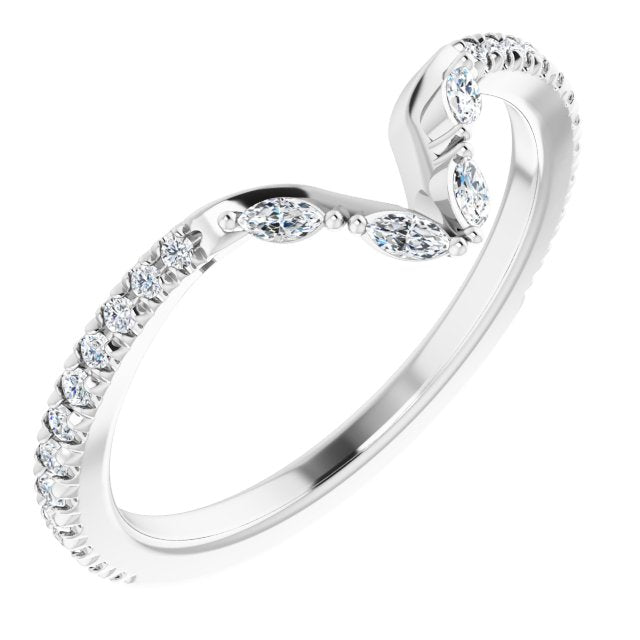 14k White 1/4 Ctw Natural Diamond French-set Matching Band