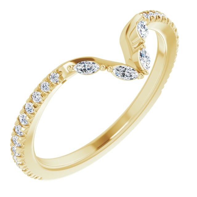 14k Yellow 1/4 Ctw Natural Diamond French-set Matching Band