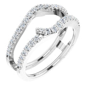 14k White 1/2 Ctw Natural Diamond Ring Guard