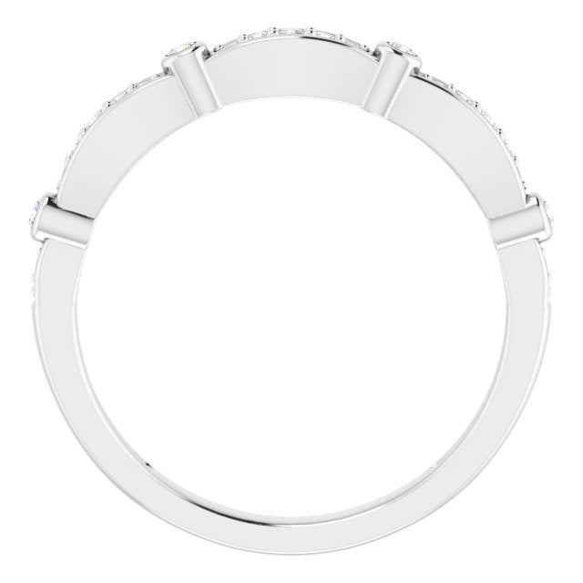 14k White 1/8 Ctw Natural Diamond Stackable Anniversary Band