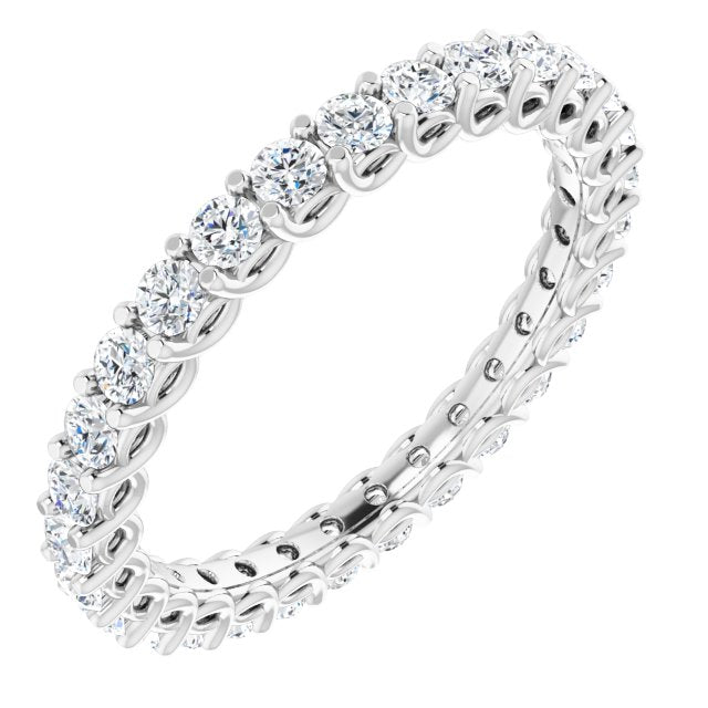 14K White 7/8 CTW Natural Diamond Eternity Band Size 6