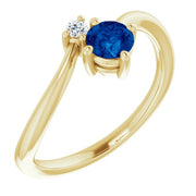 14K Yellow Natural Blue Sapphire & .025 CTW Natural Diamond Ring