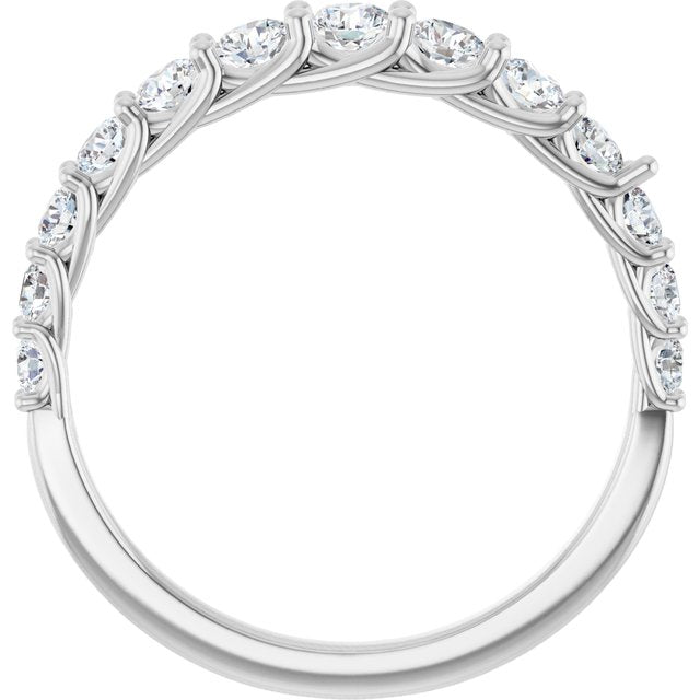 14k White 3/4 Ctw Lab-grown Diamond Anniversary Band
