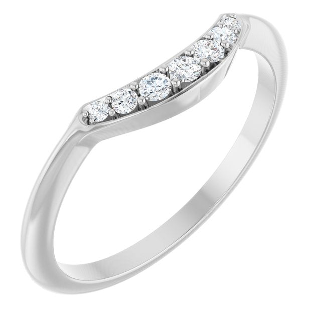 14k White 1/8 Ctw Natural Diamond Contour Band