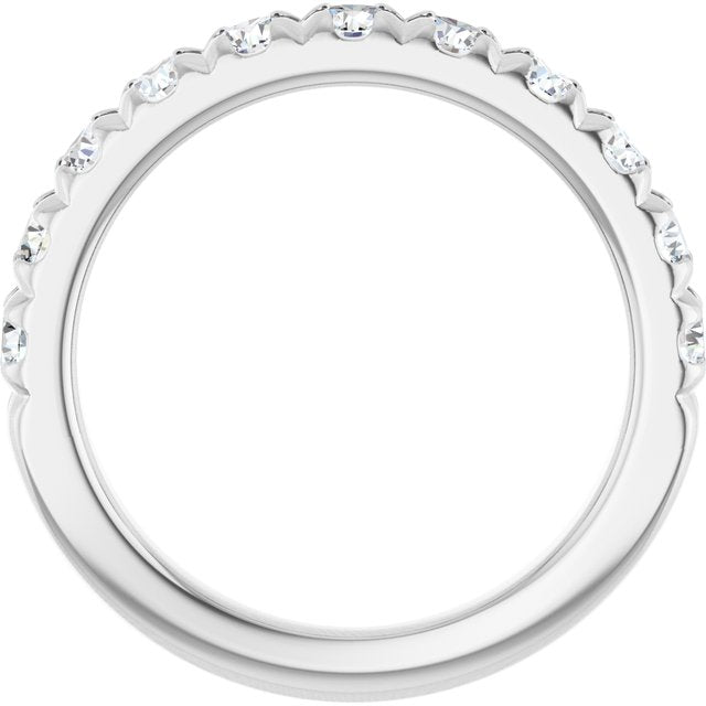 14K White 1 CTW Natural Diamond French-Set Anniversary Band