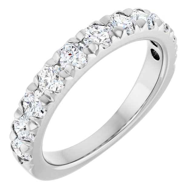 14K White 1 CTW Natural Diamond French-Set Anniversary Band